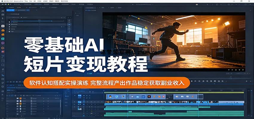 零基础AI短片变现教程：软件认知搭配实操演练，完整流程产出作品稳定获取副业收入-逐梦项目网