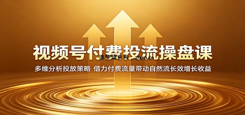 视频号付费投流操盘课：多维分析投放策略，借力付费流量带动自然流长效增长收益-逐梦项目网
