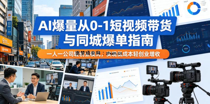 AI爆量从0-1短视频带货与同城爆单指南,一人一公司轻创业模式,实现低成本轻创业增收-逐梦项目网