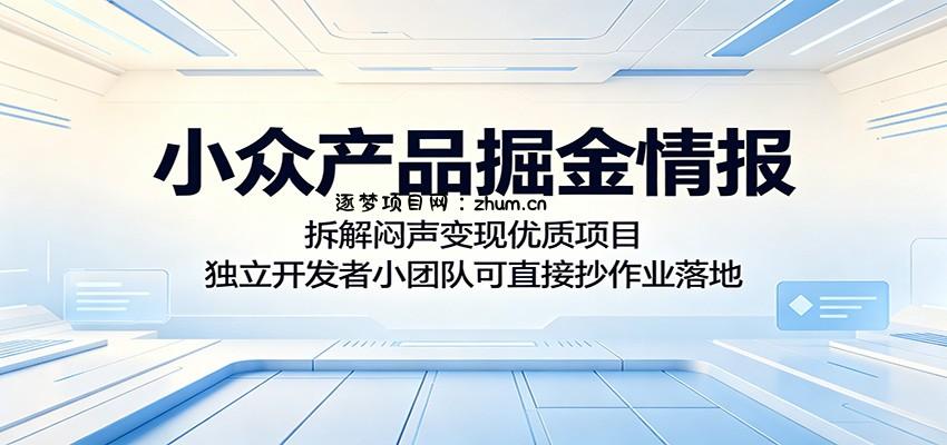 小众产品掘金情报:拆解闷声变现优质项目,独立开发者小团队可直接抄作业落地-逐梦项目网