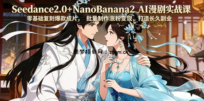 Seedance2.0+NanoBanana2 AI漫剧实战课,零基础复刻爆款成片涨粉变现,打造长久副业收益-逐梦项目网