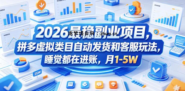 2026最稳副业项目,拼多多虚拟类目自动发货和客服玩法,睡觉都在进账,月1-5W【揭秘】-逐梦项目网