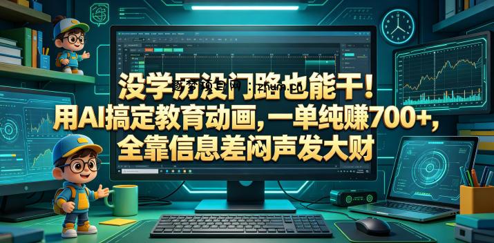 没学历没门路也能干!用AI搞定教育动画,一单纯賺700+,全靠信息差闷声发大财【揭秘】