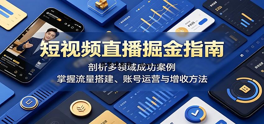短视频直播掘金指南：剖析多领域成功案例，掌握流量搭建、账号运营与增收方法-逐梦项目网