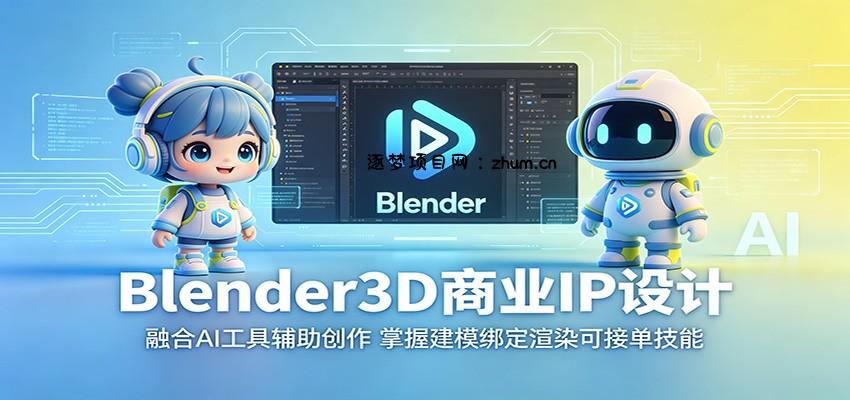 Blender3D商业IP设计：融合AI工具辅助创作，掌握建模绑定渲染可接单技能-逐梦项目网