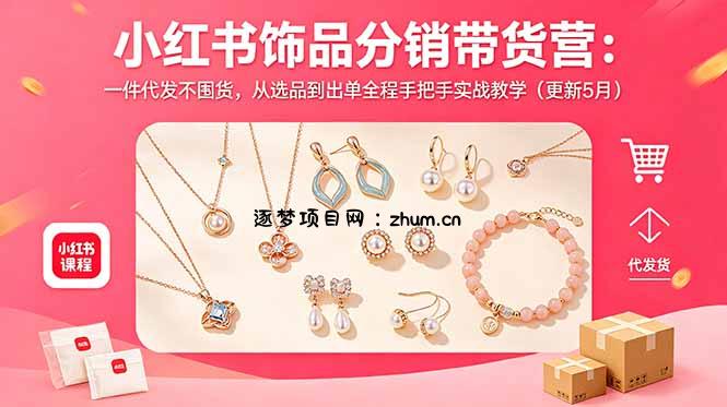 小红书饰品分销带货营：一件代发不囤货，从选品到出单全程手把手实战教学(更新5月-逐梦项目网