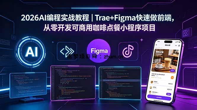 2026AI编程实战教程｜Trae+Figma快速做前端，从零开发可商用咖啡点餐小程序项目-逐梦项目网