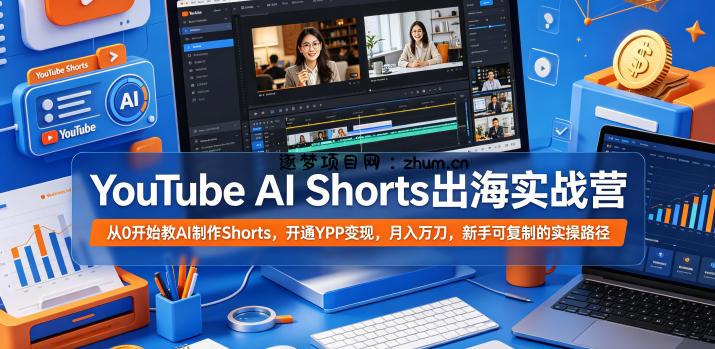 YouTube AI Shorts出海实战营,从0开始教AI制作Shorts,开通YPP变现,月入万刀,新手可复制的实操路径-逐梦项目网