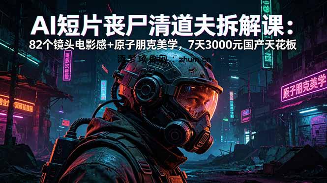AI短片《丧尸清道夫》拆解课:82个镜头电影感+原子朋克美学,7天3000元国产天花板-逐梦项目网