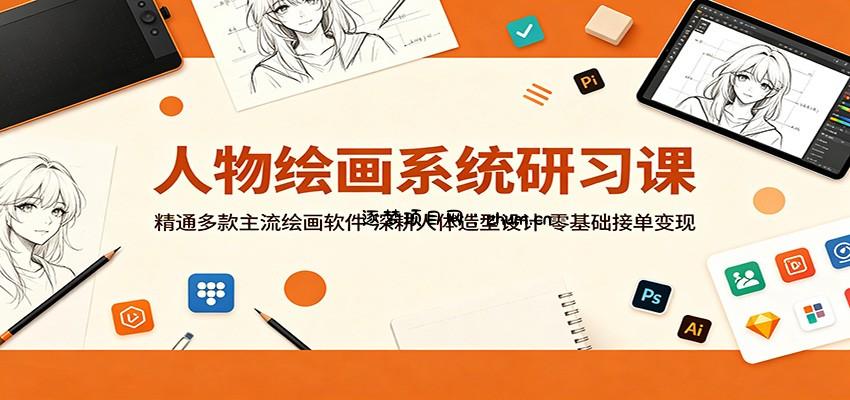 人物绘画系统研习课：精通多款主流绘画软件，深耕人体造型设计，零基础接单变现-逐梦项目网