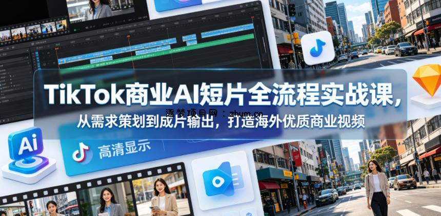 TikTok商业AI短片全流程实战课,从需求策划到成片输出,打造海外优质商业视频-逐梦项目网