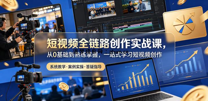 短视频全链路创作实战课,从0基础到熟练掌握,一站式学习短视频创作