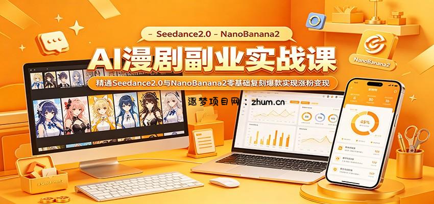 AI漫剧副业实战课:精通Seedance2.0与NanoBanana2零基础复刻爆款实现涨粉变现-逐梦项目网