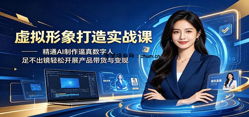 虚拟形象打造实战课：精通AI制作逼真数字人，足不出镜轻松开展产品带货与变现-逐梦项目网