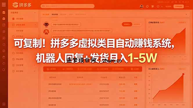 可复制!拼多多虚拟类目自动赚钱系统,机器人回复+发货月入 1-5W-逐梦项目网