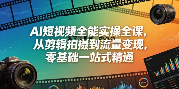 AI短视频全能实操全课,从剪辑拍摄到流量变现,零基础一站式精通-逐梦项目网