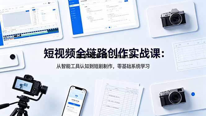 短视频全链路创作实战课:从智能工具认知到短剧制作,零基础系统学习-逐梦项目网