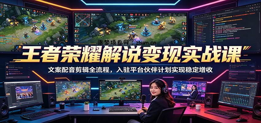 王者荣耀解说变现实战课:文案配音剪辑全流程,入驻平台伙伴计划实现稳定增收-逐梦项目网