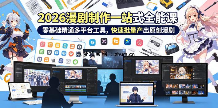 2026 AI漫剧制作一站式全能课,零基础精通多平台工具,快速批量产出原创漫剧-逐梦项目网