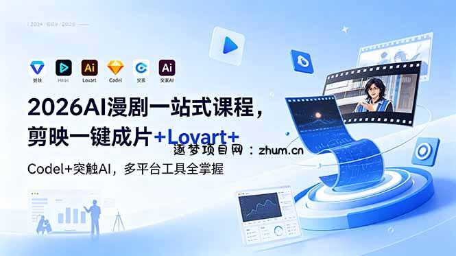2026AI 漫剧一站式课程,剪映一键成片+Lovart+Codel+突触AI,多平台工具全掌握-逐梦项目网