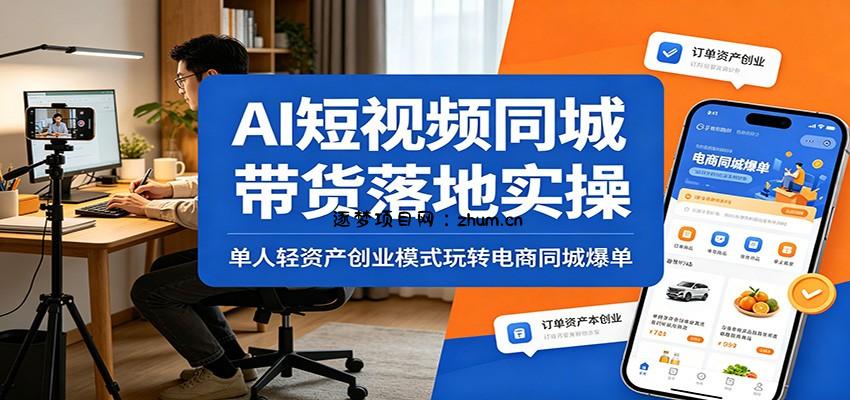 AI短视频同城带货落地实操:单人轻资产创业模式玩转电商同城爆单-逐梦项目网