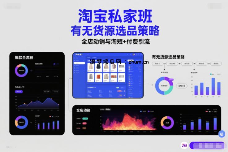淘宝私家班,有无货源选品策略,高成功率爆款全流程打法,全店动销与淘短+付费引流(更新2026年6月1日)-逐梦项目网
