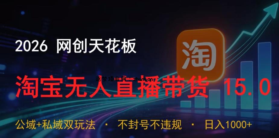 2026网创天花板,淘宝无人直播带货15.0,公域+私域双玩法,日入1k+,不违规不封号【揭秘】-逐梦项目网