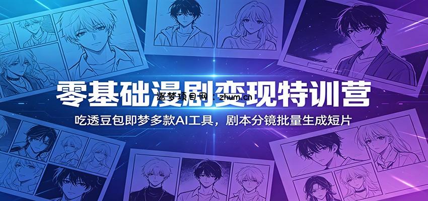 零基础漫剧变现特训营:玩转豆包即梦多款AI工具,剧本分镜批量生成短片-逐梦项目网