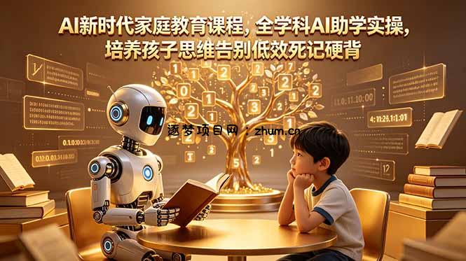 AI新时代家庭教育课程，全学科AI助学实操，培养孩子思维告别低效死记硬背-逐梦项目网