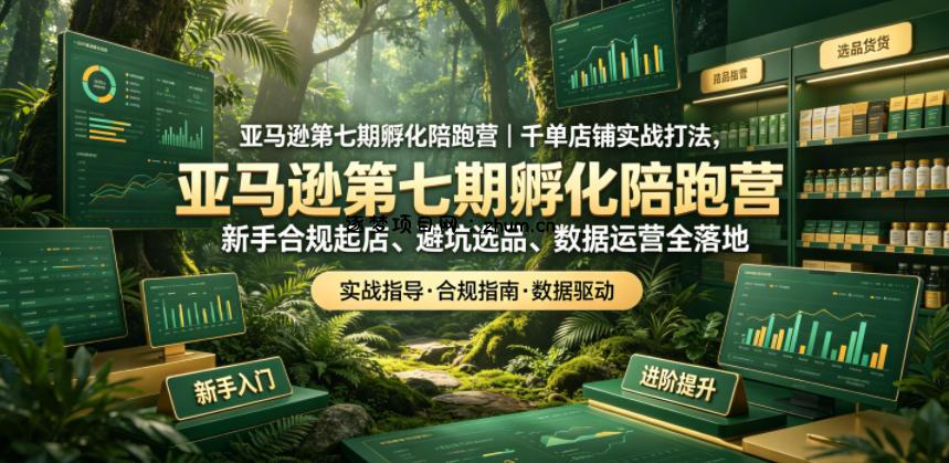亚马逊第七期孵化陪跑营|千单店铺实战打法,新手合规起店、避坑选品、数据运营全落地-逐梦项目网
