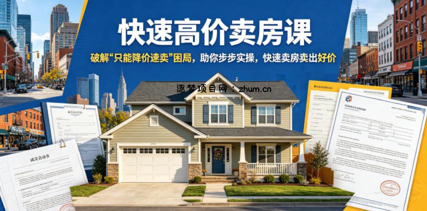 快速高价卖房课,破解“只能降价速卖”困局,助你步步实操,快速卖房卖出好价(更新2026)-逐梦项目网