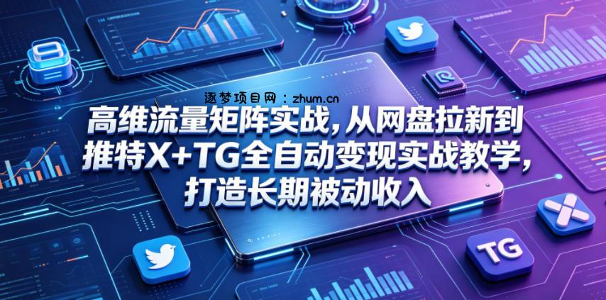 高维流量矩阵实战,从网盘拉新到推特X+TG全自动变现实战教学,打造长期被动收入-逐梦项目网