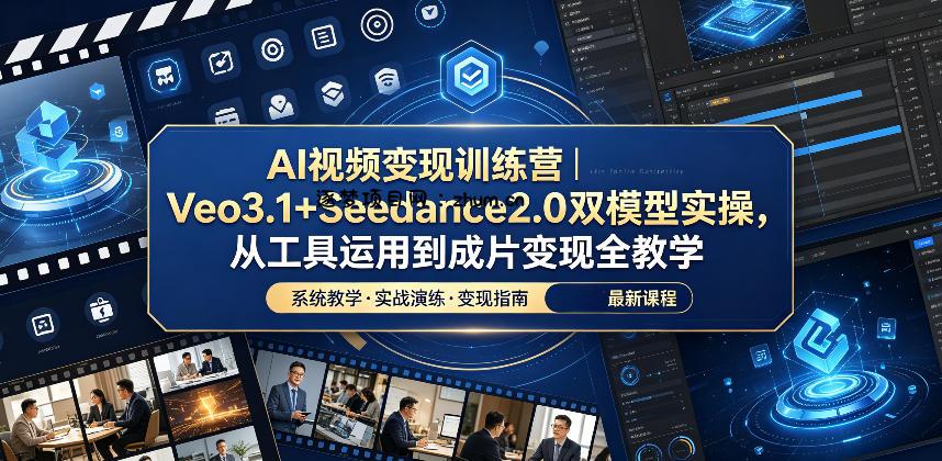 AI视频变现训练营|Veo3.1+Seedance2.0双模型实操,从工具运用到成片变现全教学-逐梦项目网