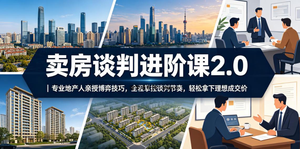 卖房谈判进阶课2.0|专业地产人亲授博弈技巧,全程掌控谈判节奏,轻松拿下理想成交价-逐梦项目网
