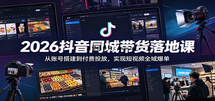 2026抖音同城带货落地课:从账号搭建到付费投放,实现短视频全域爆单-逐梦项目网
