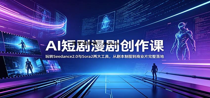 AI短剧漫剧创作课:玩转Seedance2.0与 Sora2两大工具,从剧本制图到商业片完整落地-逐梦项目网