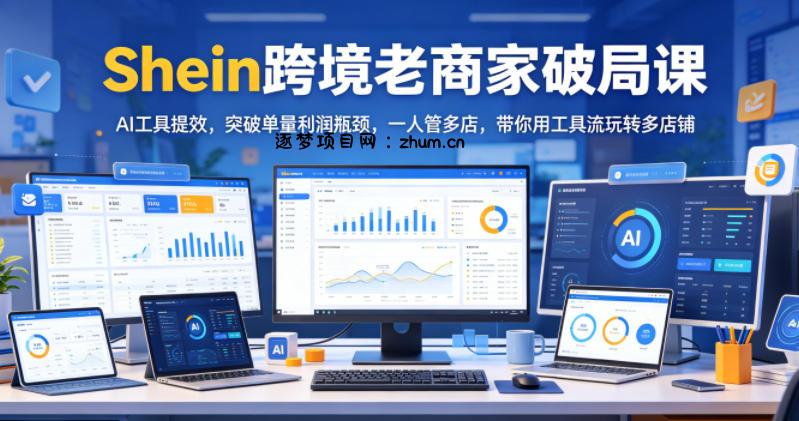 Shein跨境老商家破局课,AI工具提效,突破单量利润瓶颈,一人管多店,带你用工具流玩转多店铺-逐梦项目网