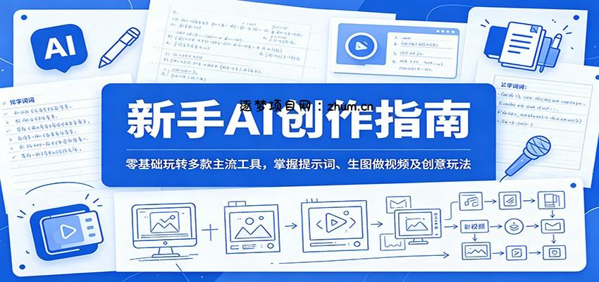 新手AI创作指南:零基础玩转多款主流工具,掌握提示词、生图做视频及创意玩法-逐梦项目网