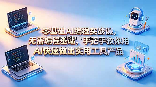 零基础AI编程实战课-更新,无需编程基础,手把手教你用AI快速做出实用工具产品-逐梦项目网