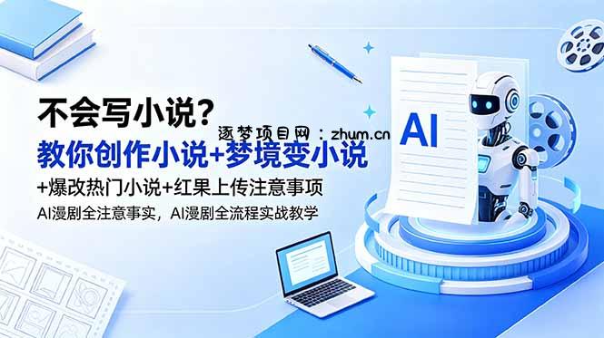 不会写小说？教你创作小说+梦境变小说+爆改热门小说+红果上传注意事项，AI漫剧全流程实战教学-逐梦项目网