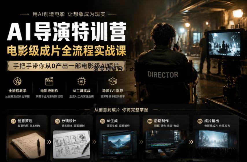 AI导演特训营,电影级成片全流程实战课,手把手带你从0产出一部电影级AI短片-逐梦项目网