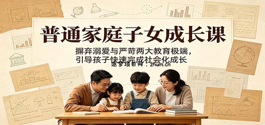 普通家庭子女成长课：摒弃溺爱与严苛两大教育极端，引导孩子快速完成社会化成长-逐梦项目网