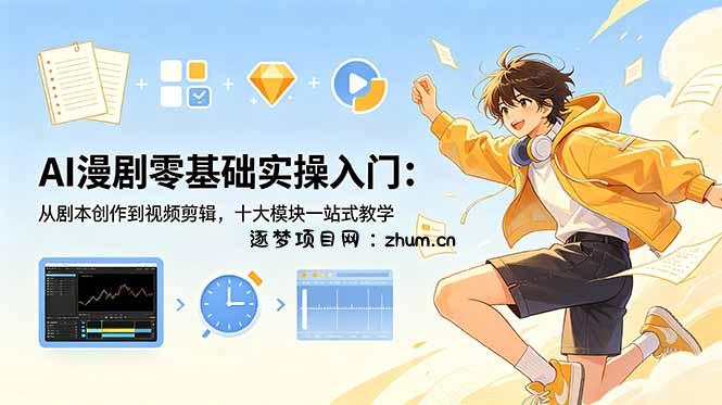 AI漫剧零基础实操入门:从剧本创作到视频剪辑,十大模块一站式教学-逐梦项目网
