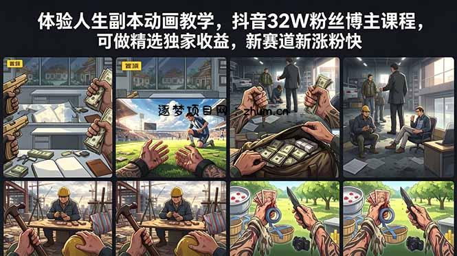 体验人生副本动画教学, 抖音32W粉丝博主课程,可做精选独家收益,新赛道新涨粉快-逐梦项目网