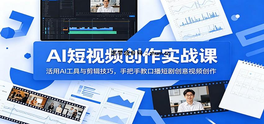 AI短视频创作实战课:活用AI工具与剪辑技巧,手把手教口播短剧创意视频创作-逐梦项目网