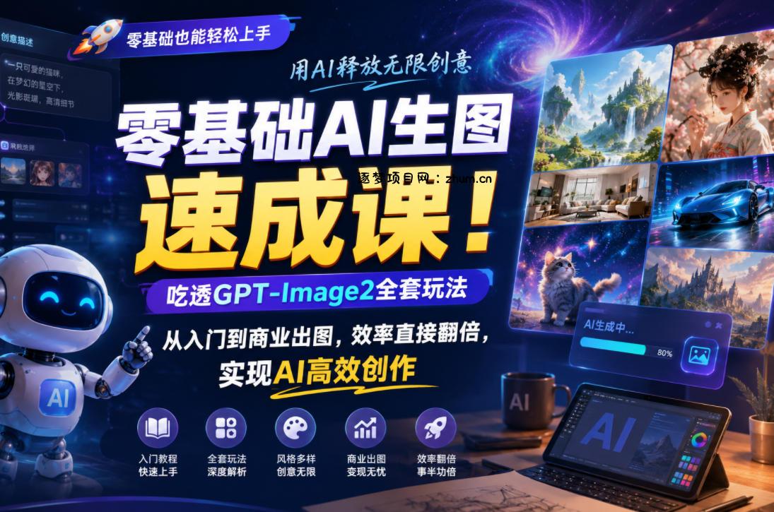 零基础AI生图速成课!吃透GPT-Image2全套玩法,从入门到商业出图,效率直接翻倍,实现AI高效创作-逐梦项目网