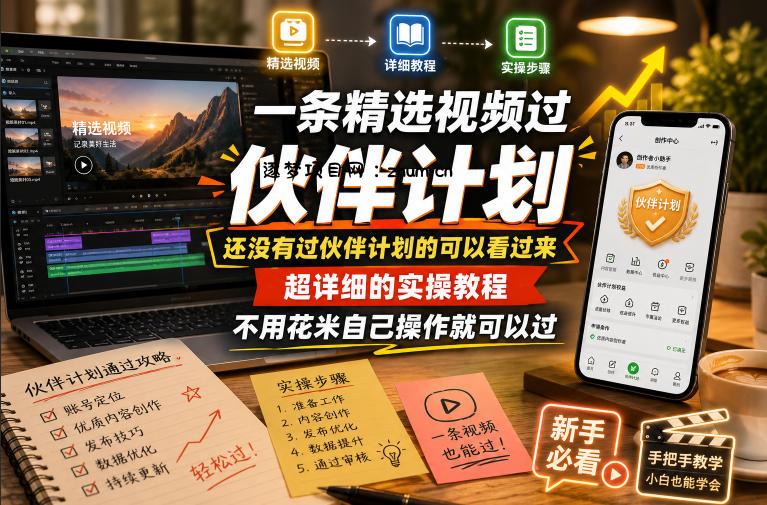 一条精选视频过伙伴计划,还没有过伙伴计划的可以看过来,超详细的实操教程,不用花米自己操作就可以过-逐梦项目网