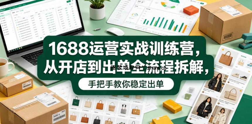1688运营实战训练营,从开店到出单全流程拆解,手把手教你稳定出单-逐梦项目网