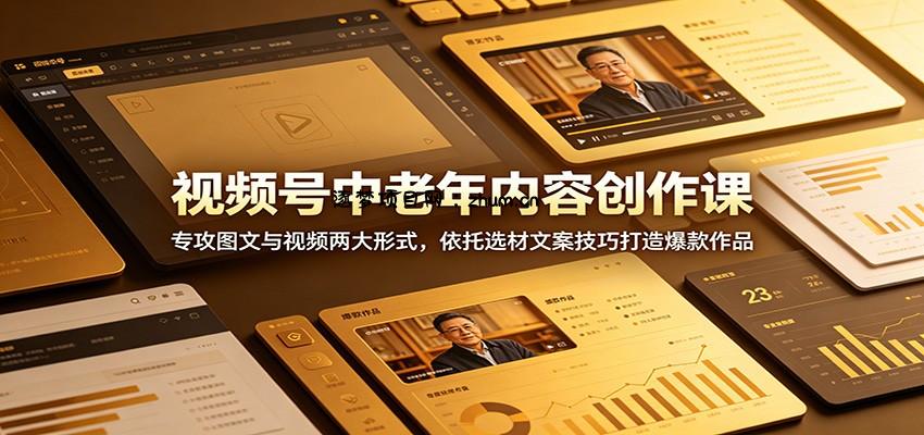 视频号中老年内容创作课:专攻图文与视频两大形式,依托选材文案技巧打造爆款作品-逐梦项目网