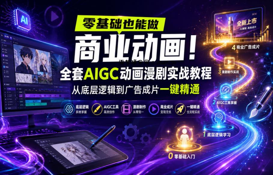 零基础也能做商业动画!全套AIGC动画漫剧实战教程,从底层逻辑到广告成片一键精通-逐梦项目网